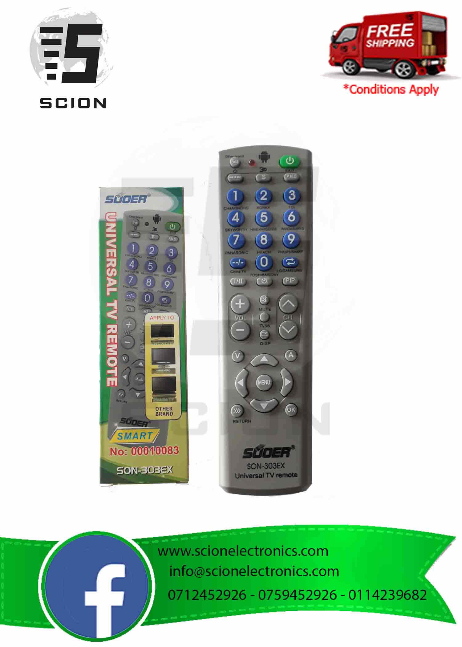 Universal TV Remote Control (SON-303EX) – Scion Electronics